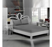 Простирадло на резинці 180x200 трикотажне темно-сіра + 2 наволочки
