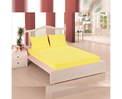 Простирадло на резинці 160x200 трикотажне жовте + 2 наволочки
