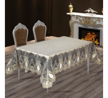 Скатертина оксамитова з французькими мереживами «Cansu» 160x220