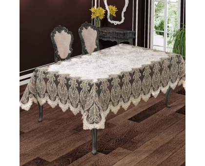 Скатертина оксамитова з французькими мереживами «Kebira» 160x220