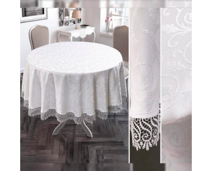 Скатертина жакардова з гіпюром "Rojin" 160Х160