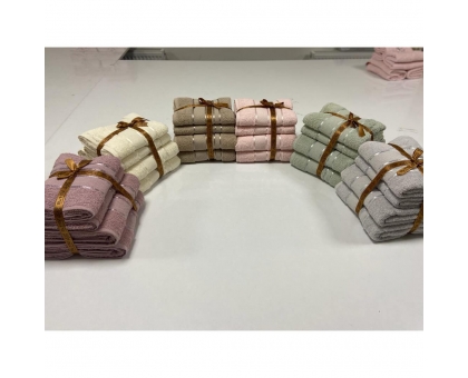 Махрові рушники AYD LUXURY COTTON "Бреска" (НАБІР 2 лицьові +2 банні) бежеві