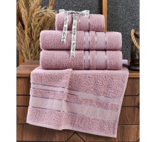 Махрові рушники AYD LUXURY COTTON "Бреска" (НАБІР 2 лицьові +2 банні) попільна троянда