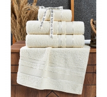 Махрові рушники AYD LUXURY COTTON "Бреска" (НАБІР 2 лицьові +2 банні) кремовий