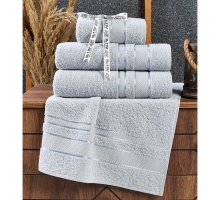 Махрові рушники AYD LUXURY COTTON "Бреска" (НАБІР 2 лицьові +2 банні) молочні