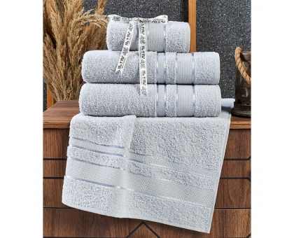 Махрові рушники AYD LUXURY COTTON "Бреска" (НАБІР 2 лицьові +2 банні) молочні