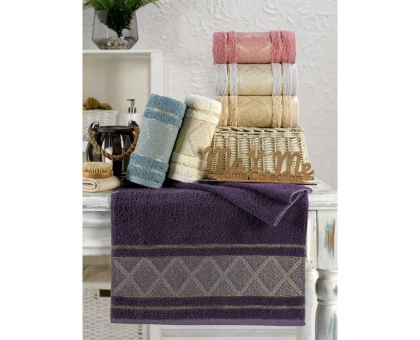 Махрові рушники AYD LUXURY COTTON "Веселі ромби" банні 70x140 (набір 6 шт.)
